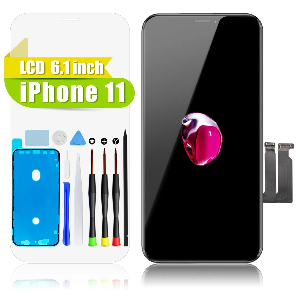 Pantalla LCD para iPhone 11 Reemplazo Negro, 6,1 Pulgadas 3D Táctil Display y Digitalizador con Herramientas de Reparación, Sello Impermeable y Vidrio Templado