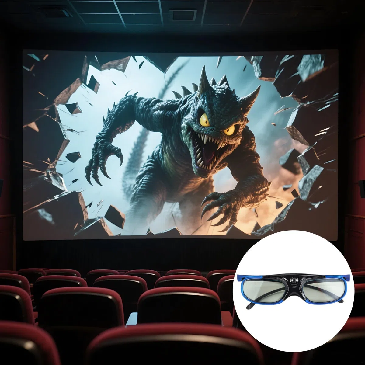 4 pares de gafas 3D activas, recargables, frecuencia de actualización de 144 Hz, amplio ángulo de visión para proyectores Dlp-Link, Xgimi, Jmgo, marco azul