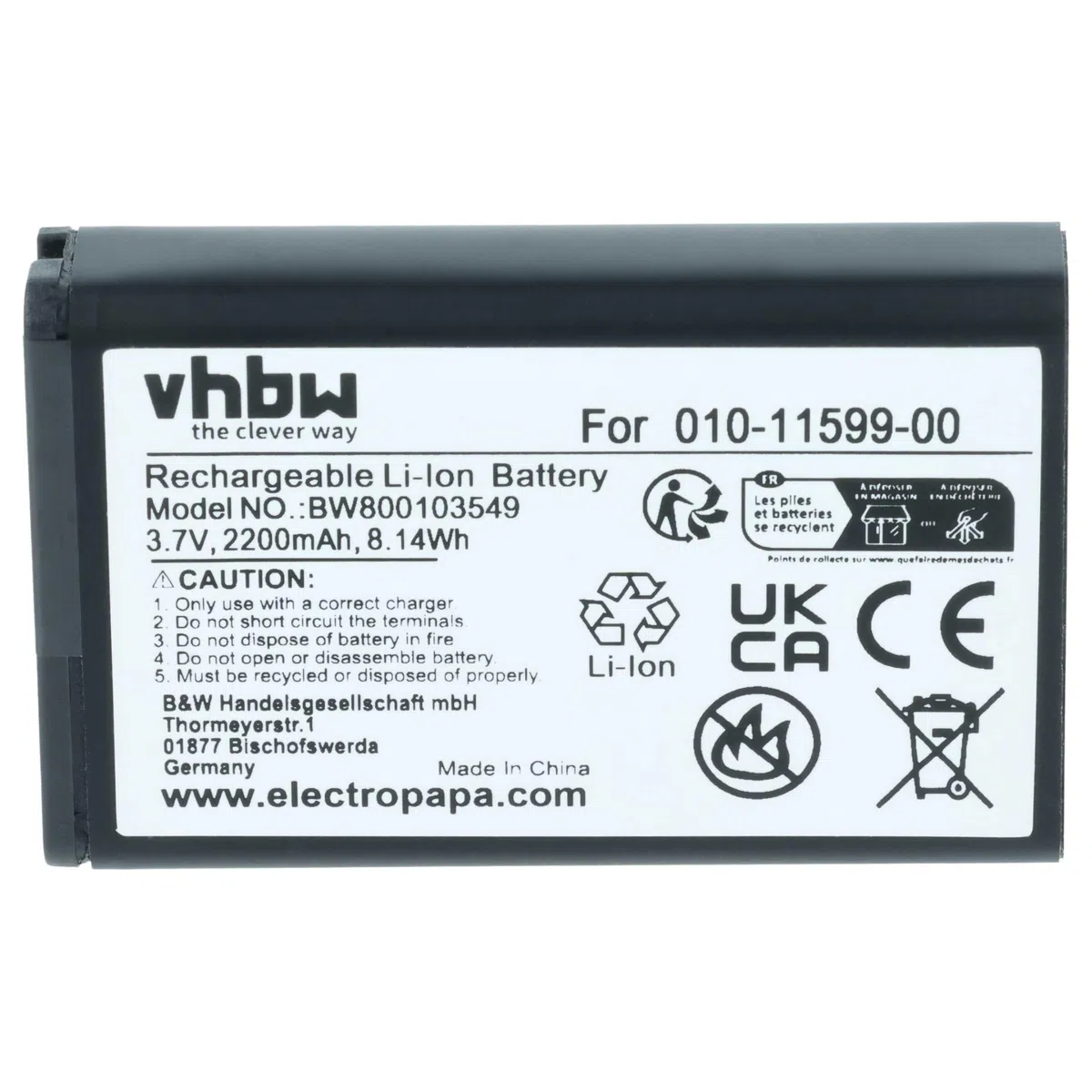 vhbw Batería Compatible con Garmin Alpha 100 Handheld navegador, navi, GPS (2200 mAh, 3,7 V, Li-Ion)