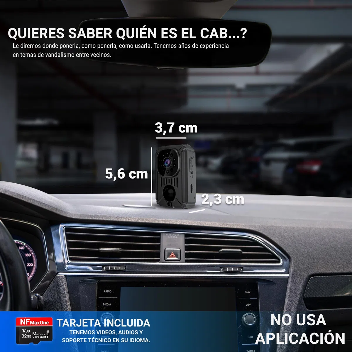 Mini Cámara Espía Oculta sin WiFi – Cámara Espía 1080P con Detección Movimiento – Cámara Vigilancia sin Internet para Coche y Parking – Mini Cámara Seguridad Portátil con MicroSD 32GB Visión Nocturna