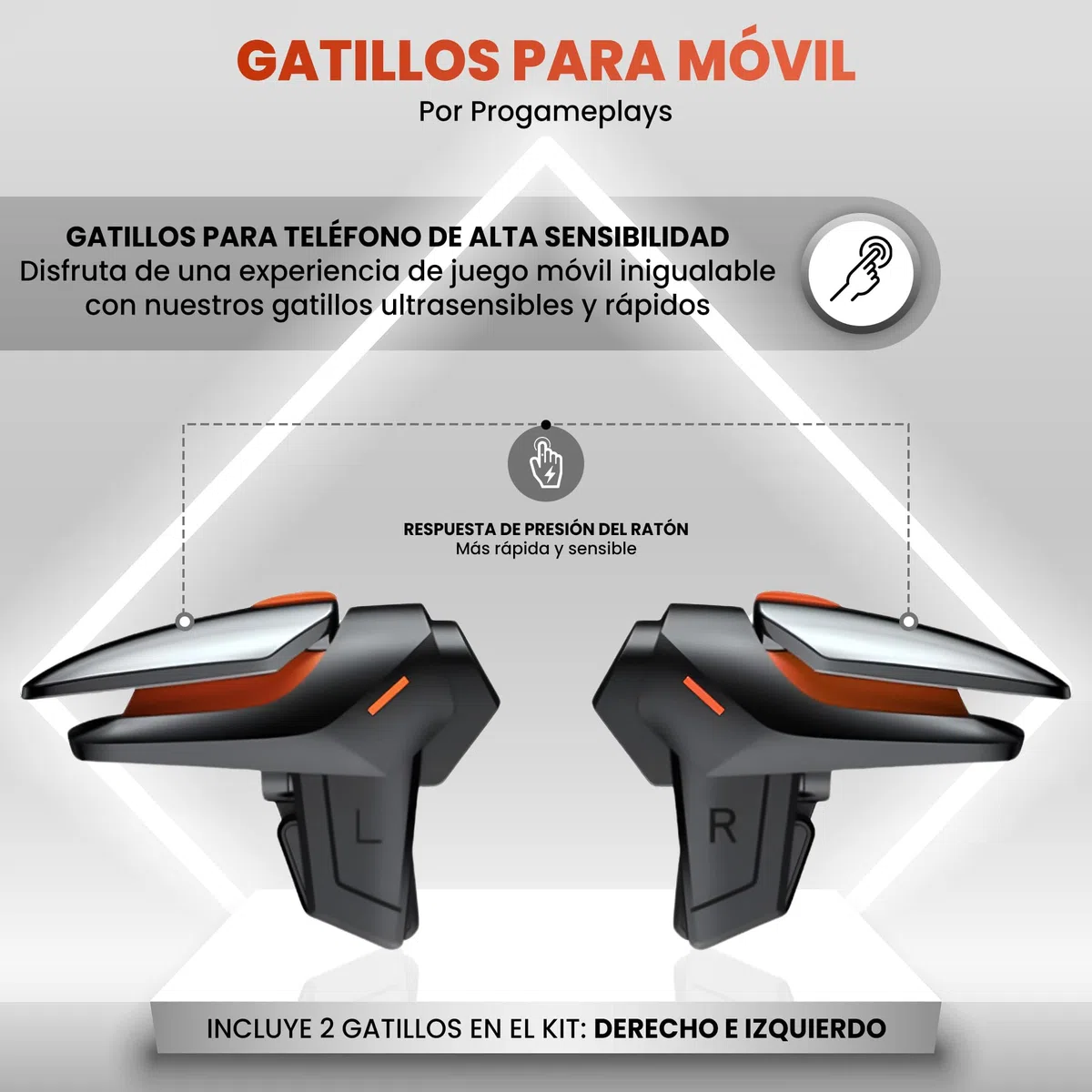 Progameplays Phone Triggers Controller Compatible con iPhone/Android, Disparar y Apuntar Sensible L1 & R1 Pubg Trigger (T1)