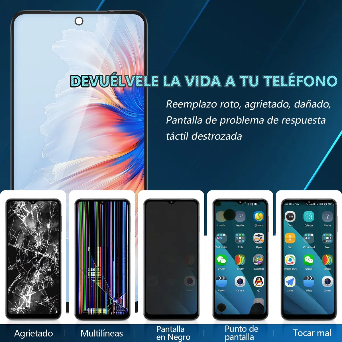 RongZy para Xiaomi Redmi Note 11S/Redmi Note 11 LCD+Pantalla Táctil Digitalizador Asamblea Reemplazo +Reparación Herramientas(Negro)