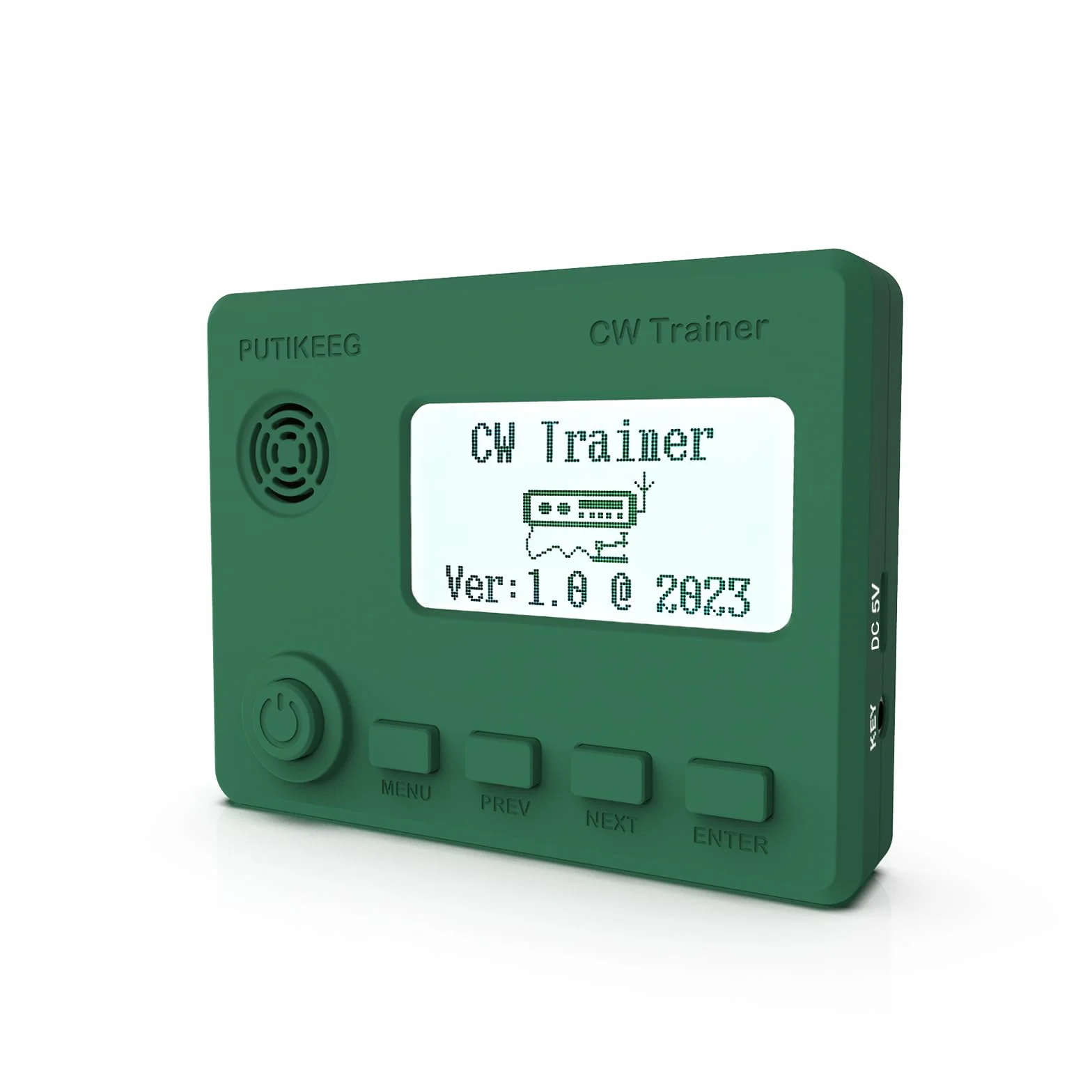 Mini CW Trainer - Entrenador de código morse con pantalla, código Moore-Simo Gales, llave de telégrafo y coche, radio CW para práctica de telégrafo (verde)