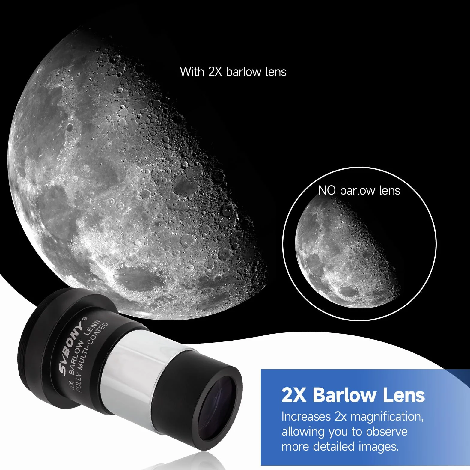 Svbony SV233 Ocular Telescopio Astronómico Kit, Ocular PLOSSL de 6mm, 17mm, 2X Lente Barlow, Filtro Lunar, Filtro ND4, Filtro de Color 82A, con Bolsa Portátil, Accesorio de Siete Piezas