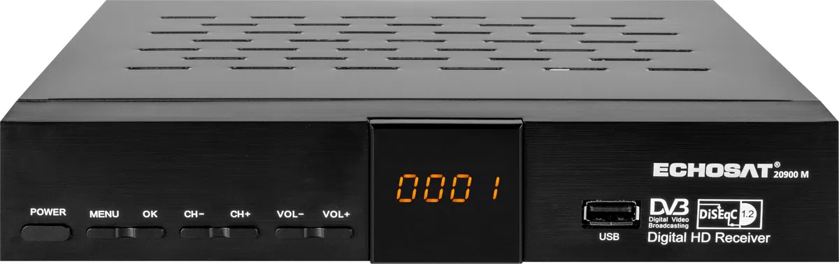 OM-20900M – Receptor satelital HD (DVB-S/DVB-S2, Reproductor Multimedia USB, Scart, HDMI, Pantalla de 4 dígitos, EPG, 2 × USB) – Negro
