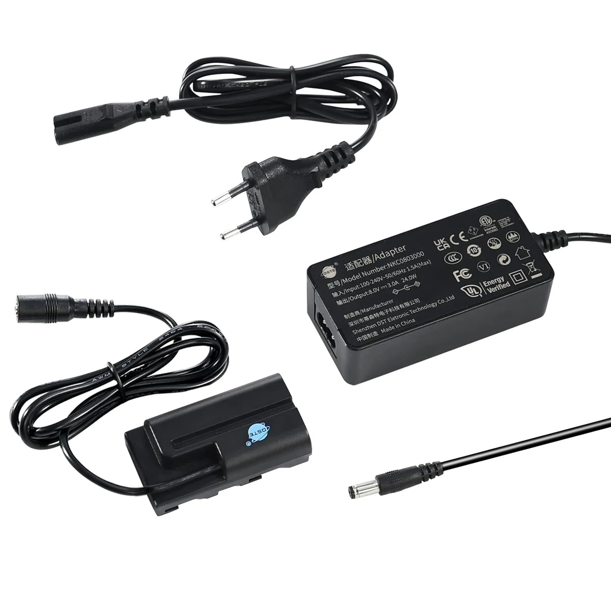 DSTE AC-F550 AC - Fuente de alimentación de CA DR-F550, Kit de batería ficticia Compatible con Sony NP-F550, NP-F330, NP-F530, NP-F570, CCD-RV100, CCD-RV200