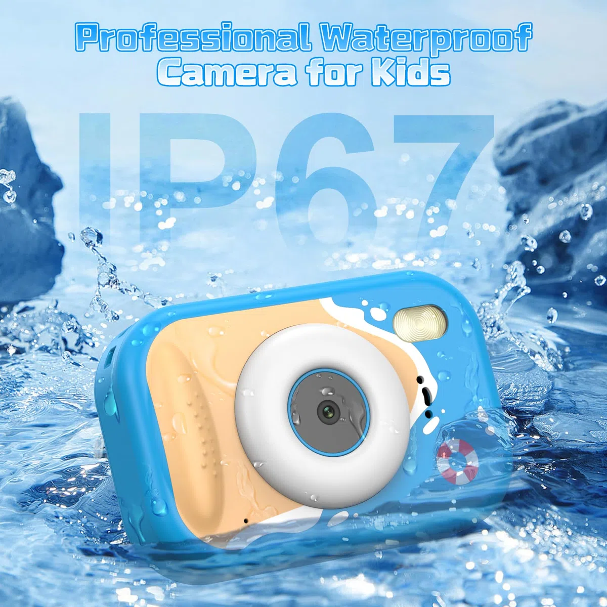 Cámara Subacuática Infantil 20MP - Resistente al Agua 3m, 1080p HD, Pantalla 2.4" + SD 32GB | Ideal para Selfies, Natación y Playas (Rosa)