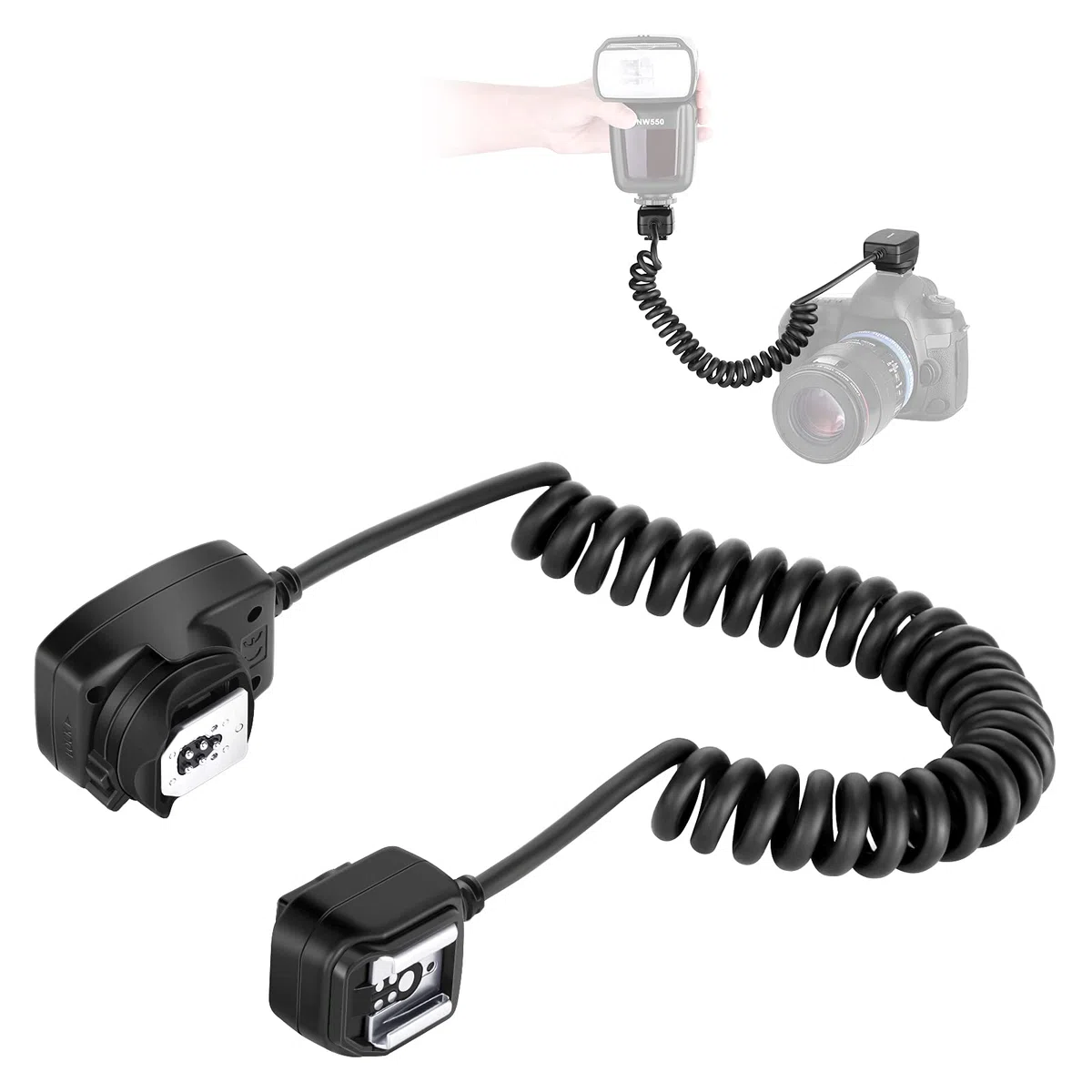 Neewer 1,3m TTL Off Flash de Cámara Cable de Speedlite Compatible con DSLR 800D/750D/700D/650D/600D/7D2/7D/6D2/6D/5D4/5D3/5D2/5DS/1D4/1D3/100D/80D/70D/60D Cameras