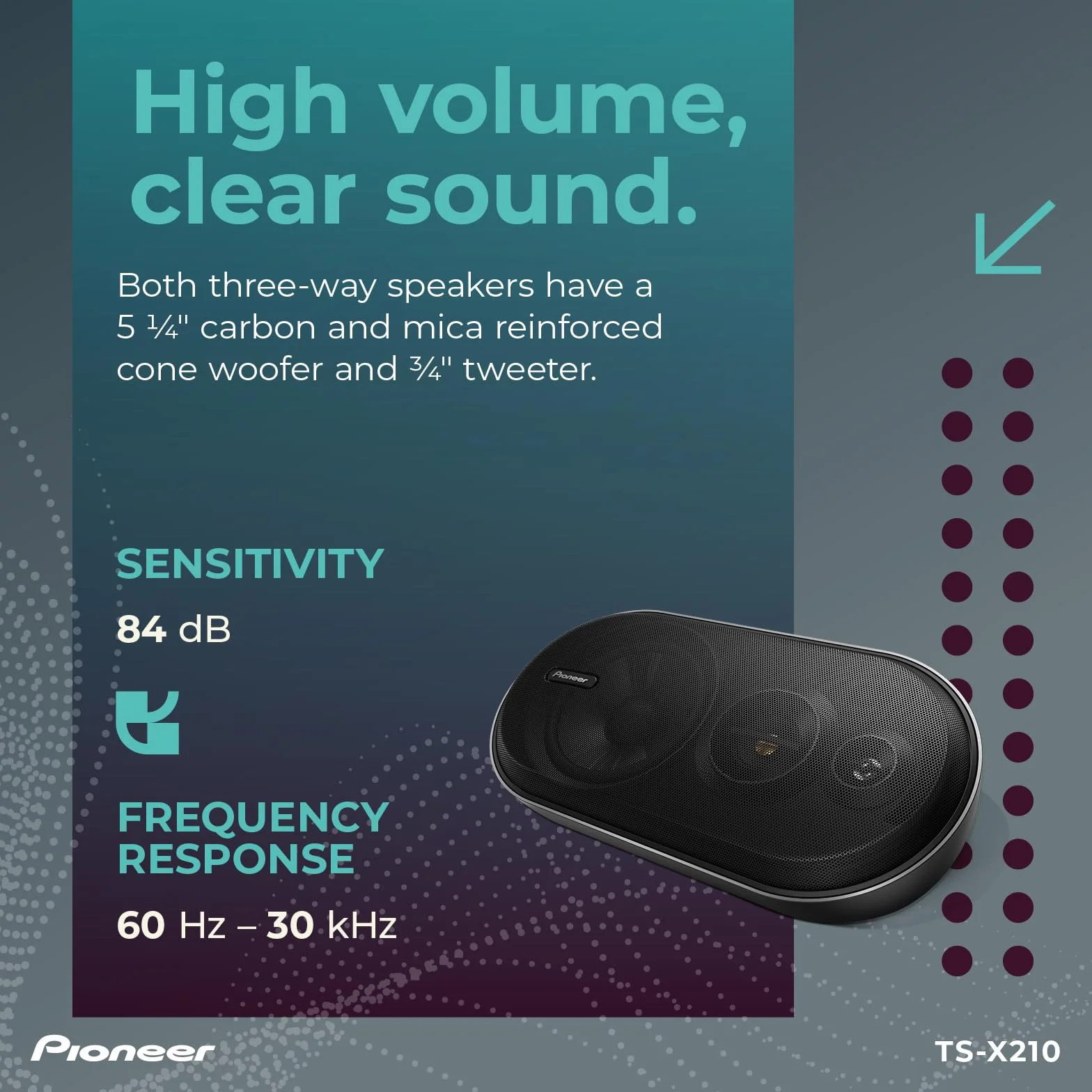 Pioneer TS-X210 - Altavoces para Coche de 3 vías con 100 W de Potencia máxima (par)