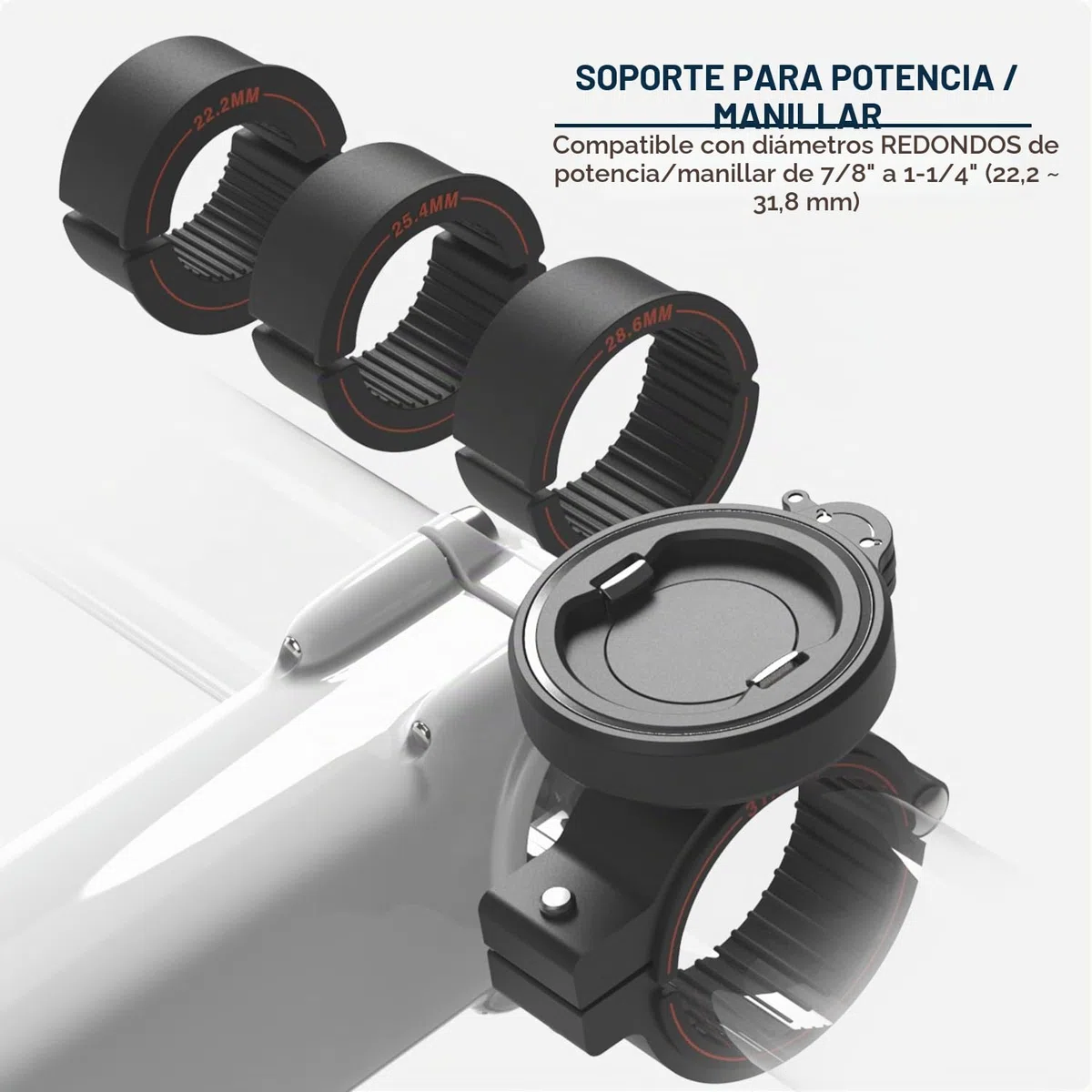 Soporte Movil Bici - Soporte Móvil Bicicleta y Moto de Aluminio Ligero y Seguro, Porte Movil Bici Manillar Universal para MTB, Carretera y Urbano, Bloqueo y Extracción Rápid para Teléfono 4-7,5"