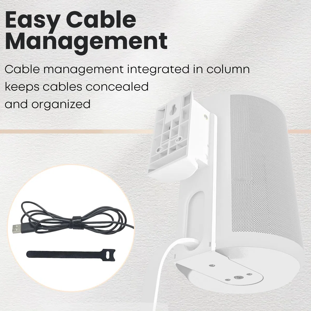 PUTORSEN Soporte de pared para altavoces Sonos Era 100, giratorio/inclinable/gestión de cables, soporte de pared para un mejor disfrute de audio, soporta hasta 3 kg (2 soportes, blanco)