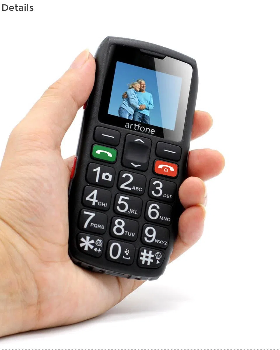 artfone C1 - Teléfono móvil para Personas Mayores, Botones Grandes, Volumen Alto, botón SOS, Negro