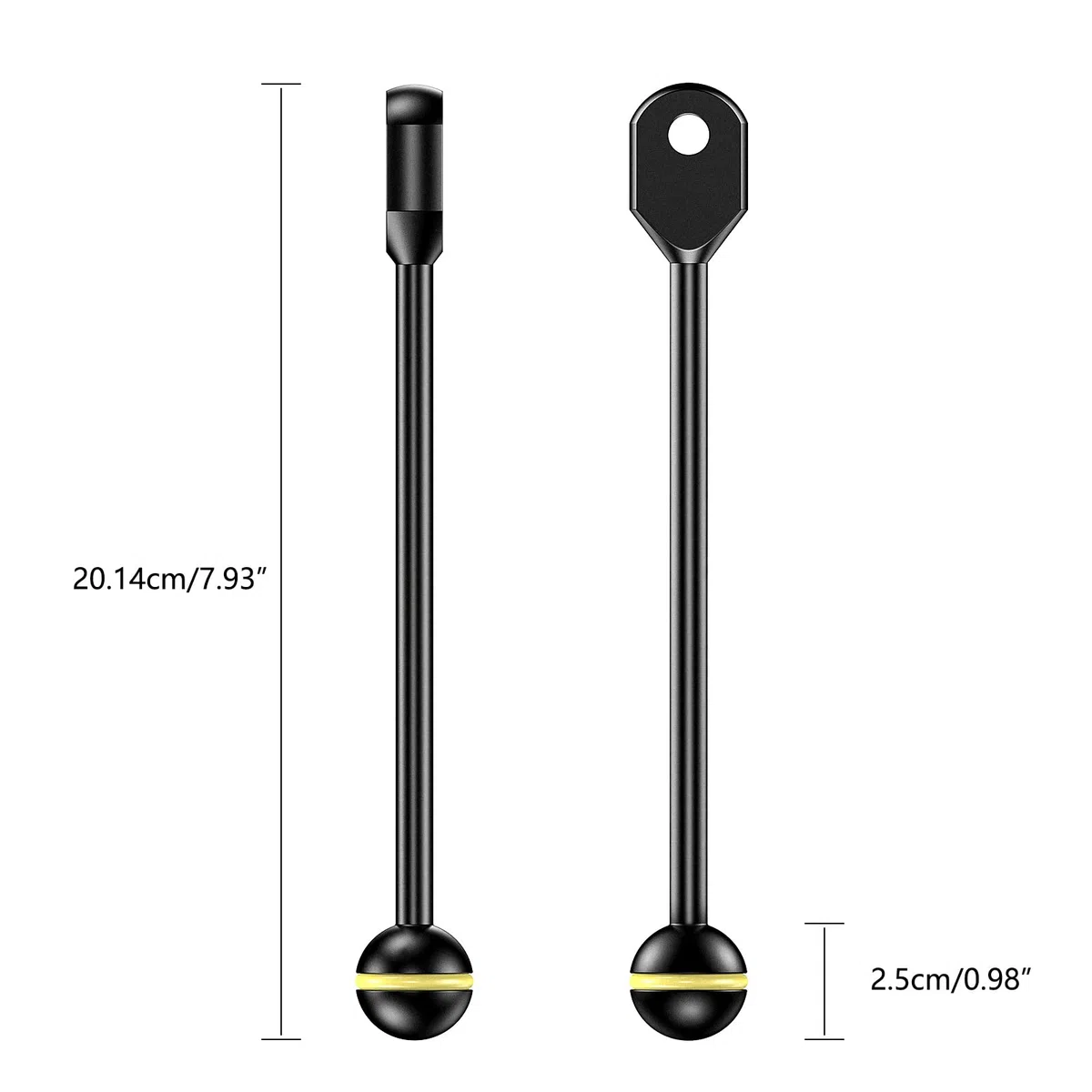 Sea frogs Adaptador YS de Aluminio de 17,78 cm, Brazo esférico para conectar luz estroboscópica de vídeo a Carcasa submarina
