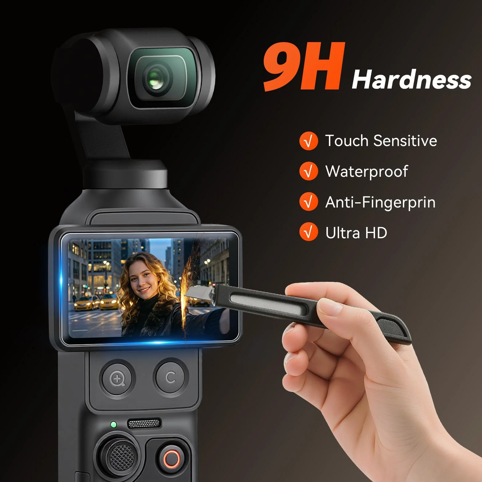 AMAZEAR Funda Silicona para dji OSMO Pocket 4, Pocket 4 Accesorios Funda Protectora Silicona Suave Combo con Cristal Templado Protector Pantalla Objetivo, Soporte Silicona, marrón