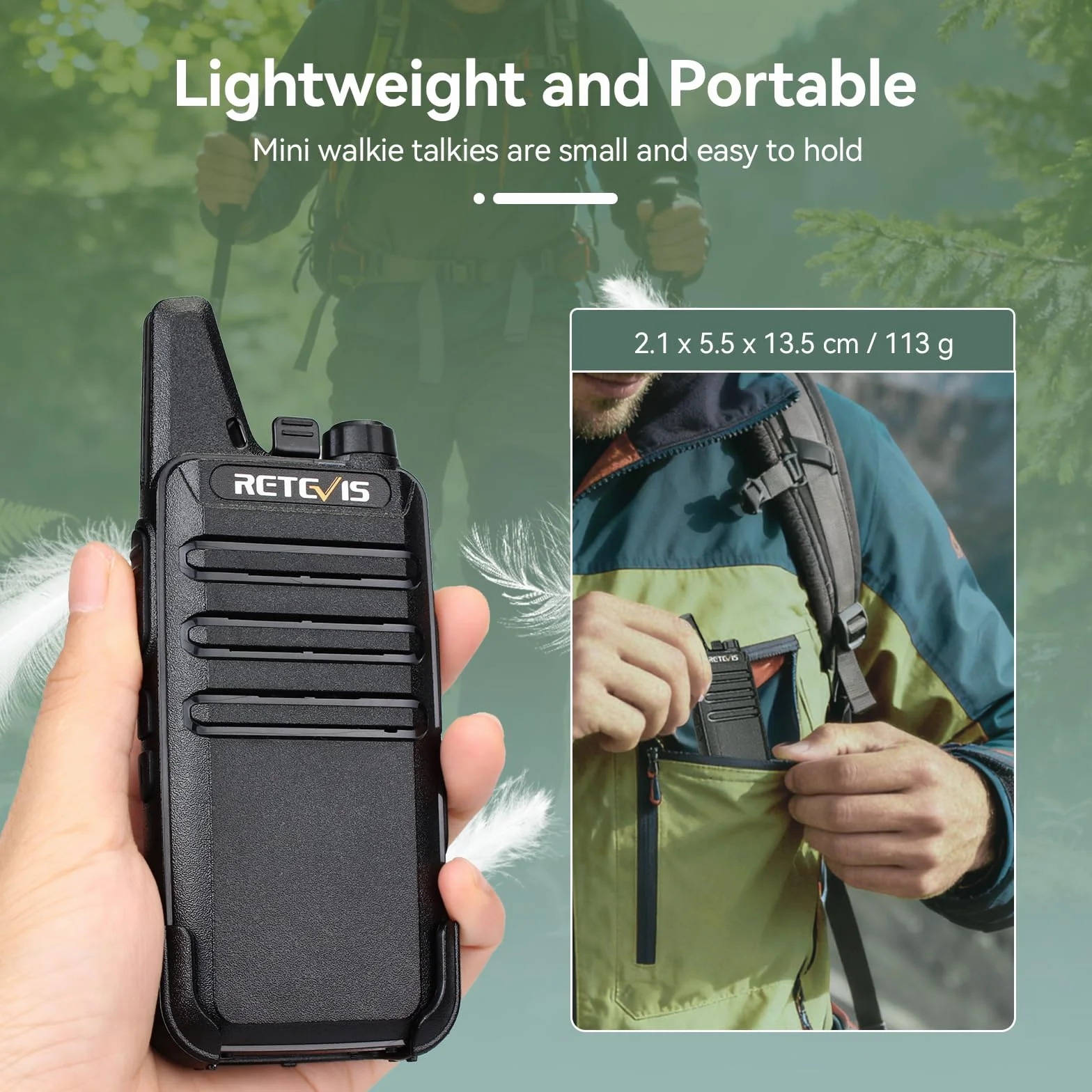 Retevis RT622 Walkie Talkie Profesionales, PMR446 16 Canales Walky Talky Recargable, CTCSS DCS Sonido Claro, VOX, Walkie Talkie Larga Distancia para Adultos, Senderismo (Negro, 1 Par)