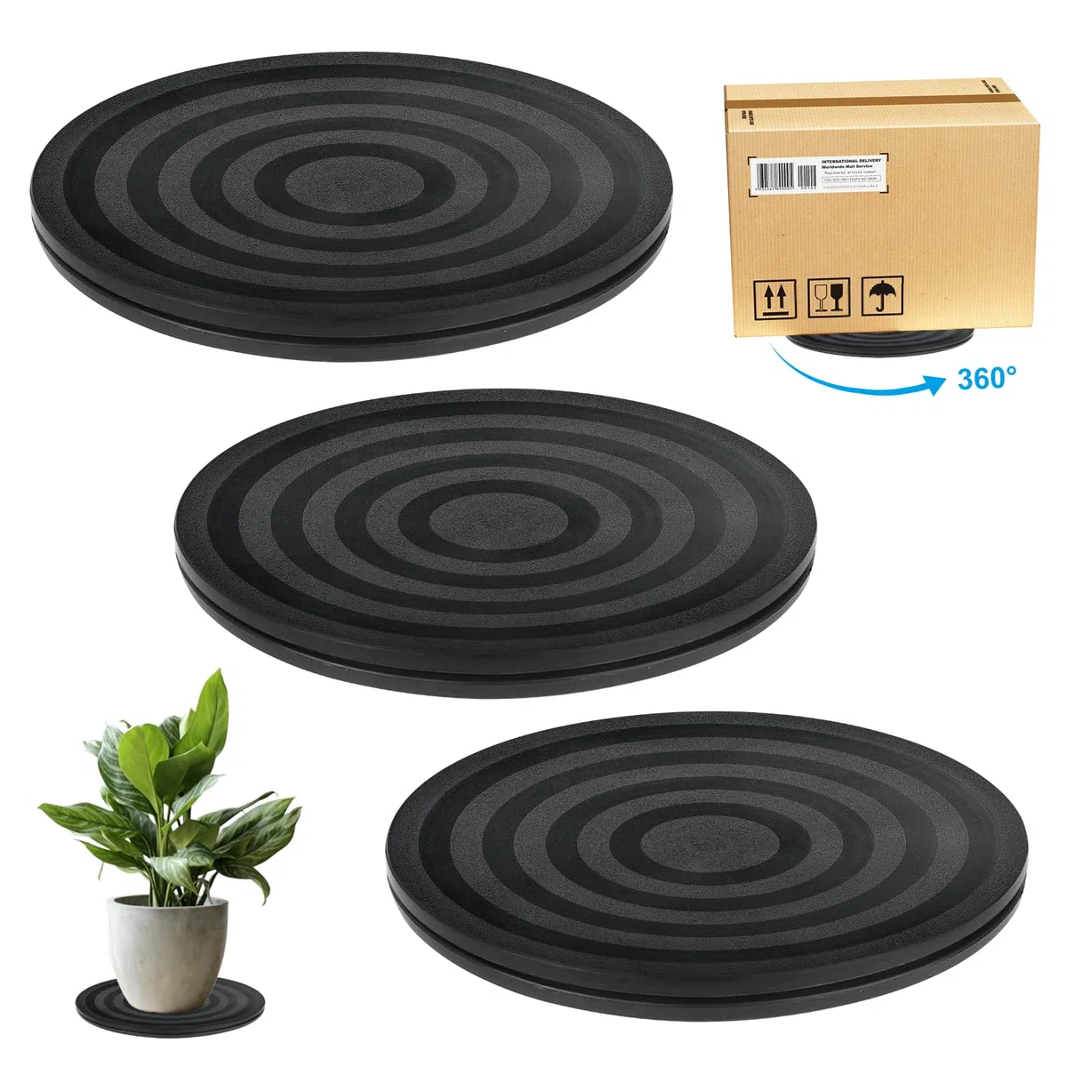 3 Piezas Plataforma Giratoria, 20cm Base Giratoria Universal, Base Giratoria TV de Plataforma 360 Grado, Plato Giratorio Redonda para Fotografia, Plantas, Presentaciones de Joyas
