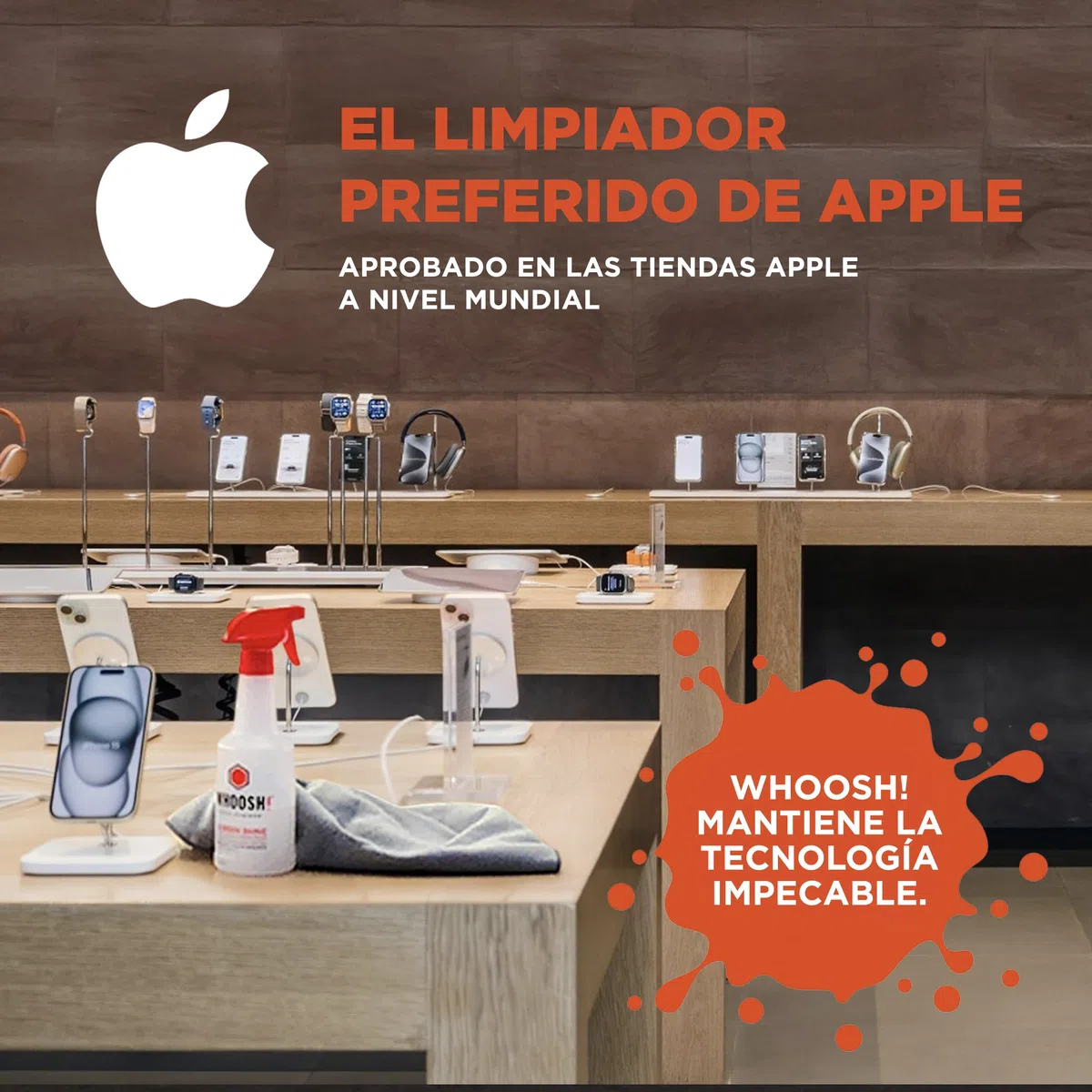 WHOOSH! Limpiador de Pantalla TV Pro para LED, LCD – Kit de Limpieza de Pantalla de TV OLED de 500 ml con paño de Microfibra, Botella Recargable, Limpieza sin Rayas, fórmula Segura y no tóxica