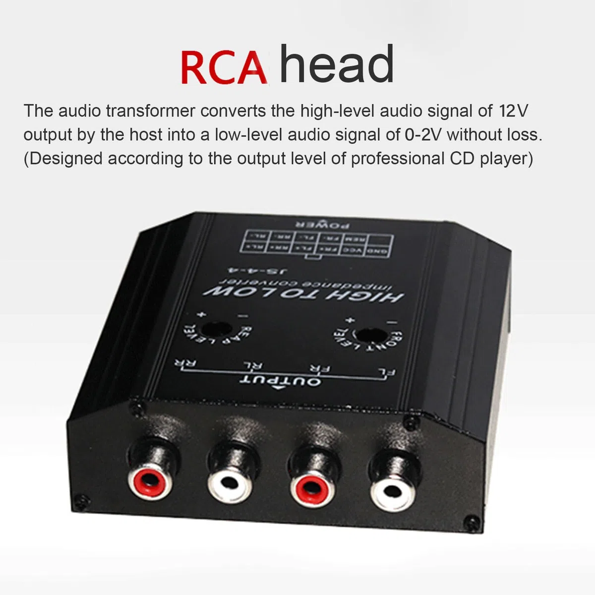 Convertidor De Audio De Alto A Bajo, Convertidor De Impedancia De Audio De 12 V Y 4 Canales, Línea RCA Alta A Baja, Filtro De Frecuencia De Altavoz De Radio Estéreo Para Automóvil