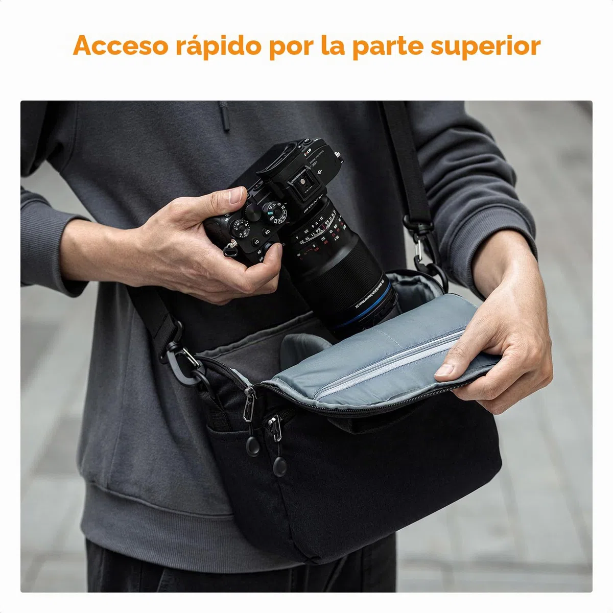 K&F CONCEPT Bolsa Funda Cámara Réflex Impermeable Pequeño Estuche Crossbody para cámara de Hombro con Correa Ajustable DSLR/SLR/Mirrorless Compact Photography Bags-Negro