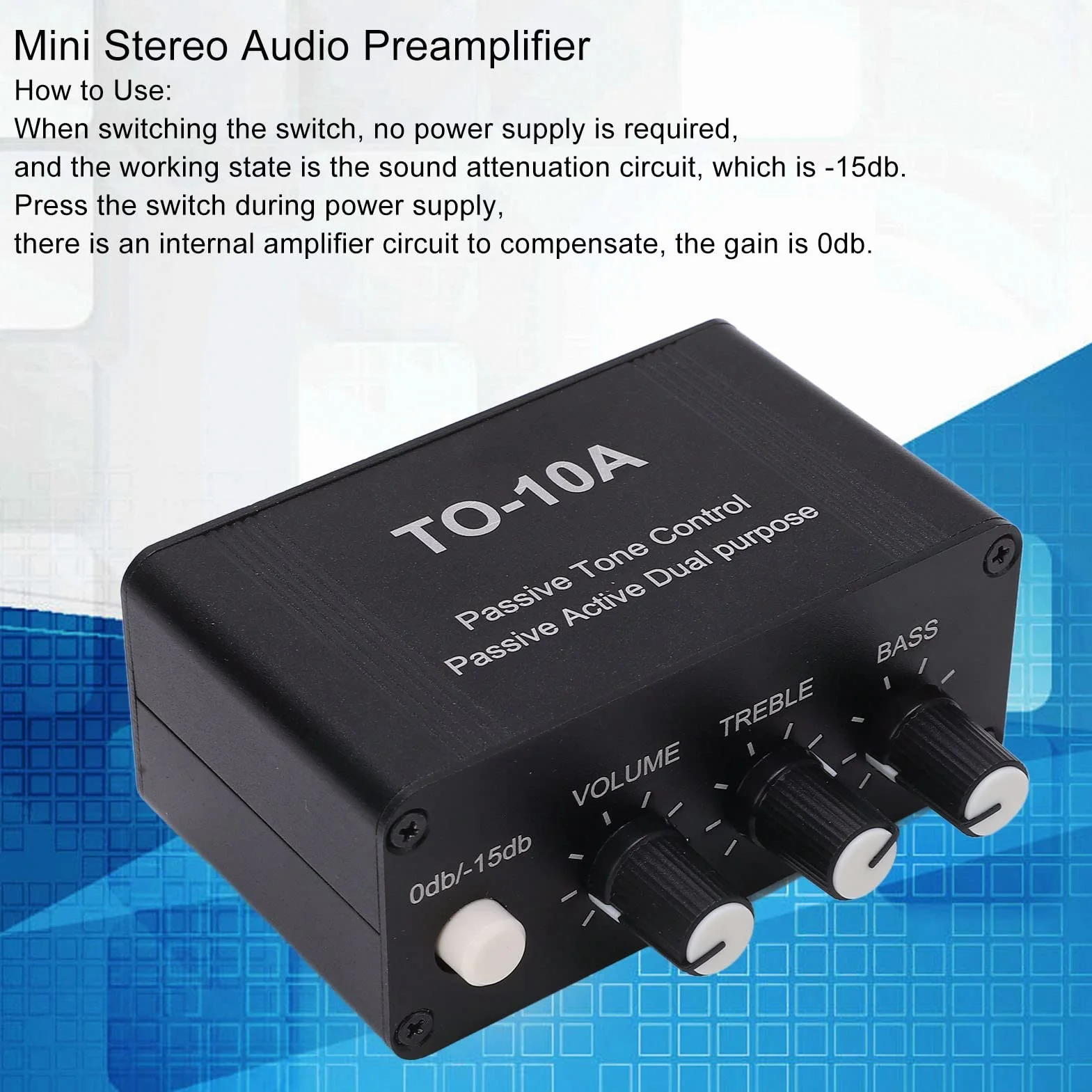 Mini Preamplificador de Audio Estéreo, Mini Preamplificador de Audio Estéreo NE5532 con Entrada/Salida y 3.5mm para DVD, CD, MP3, TV, Teléfonos Móviles, Tocadiscos,
