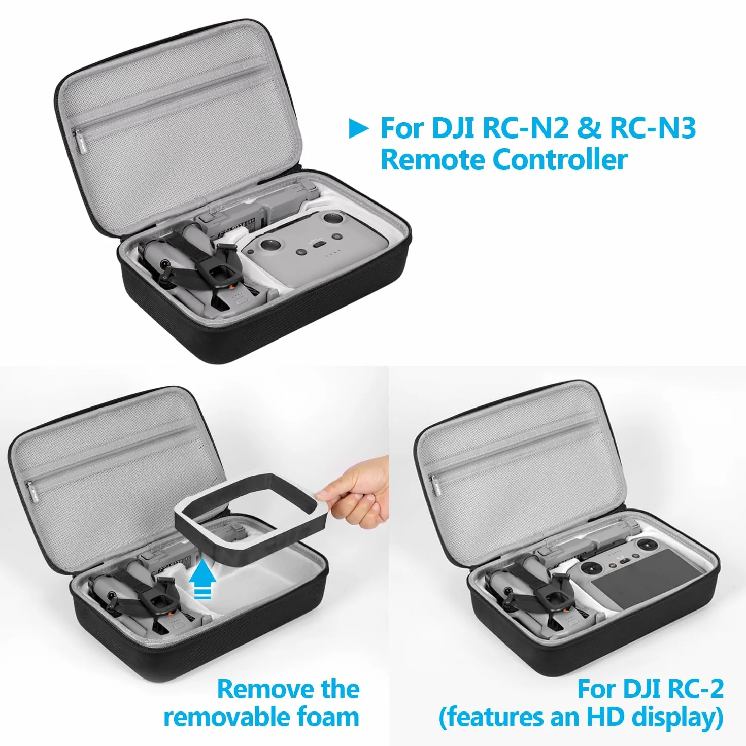 JSVER Bolsa/Estuche para dji Mini 5 Pro, Funda para dji Mini 5 Pro y Accesorios Estuche de Almacenamiento Rígido EVA Compatible con RC 2/RC-N3 Contrôleur-Negro
