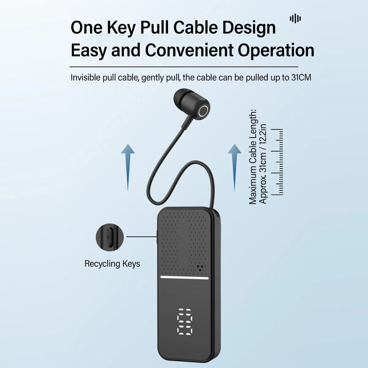 Auriculares Bluetooth con Cable Retráctil, Auriculares Inalámbricos V6.0, Clip de Micrófono de Cancelación de Ruido en el Auricular, Conectarse a 2 Teléfonos, para Conductor (Black)