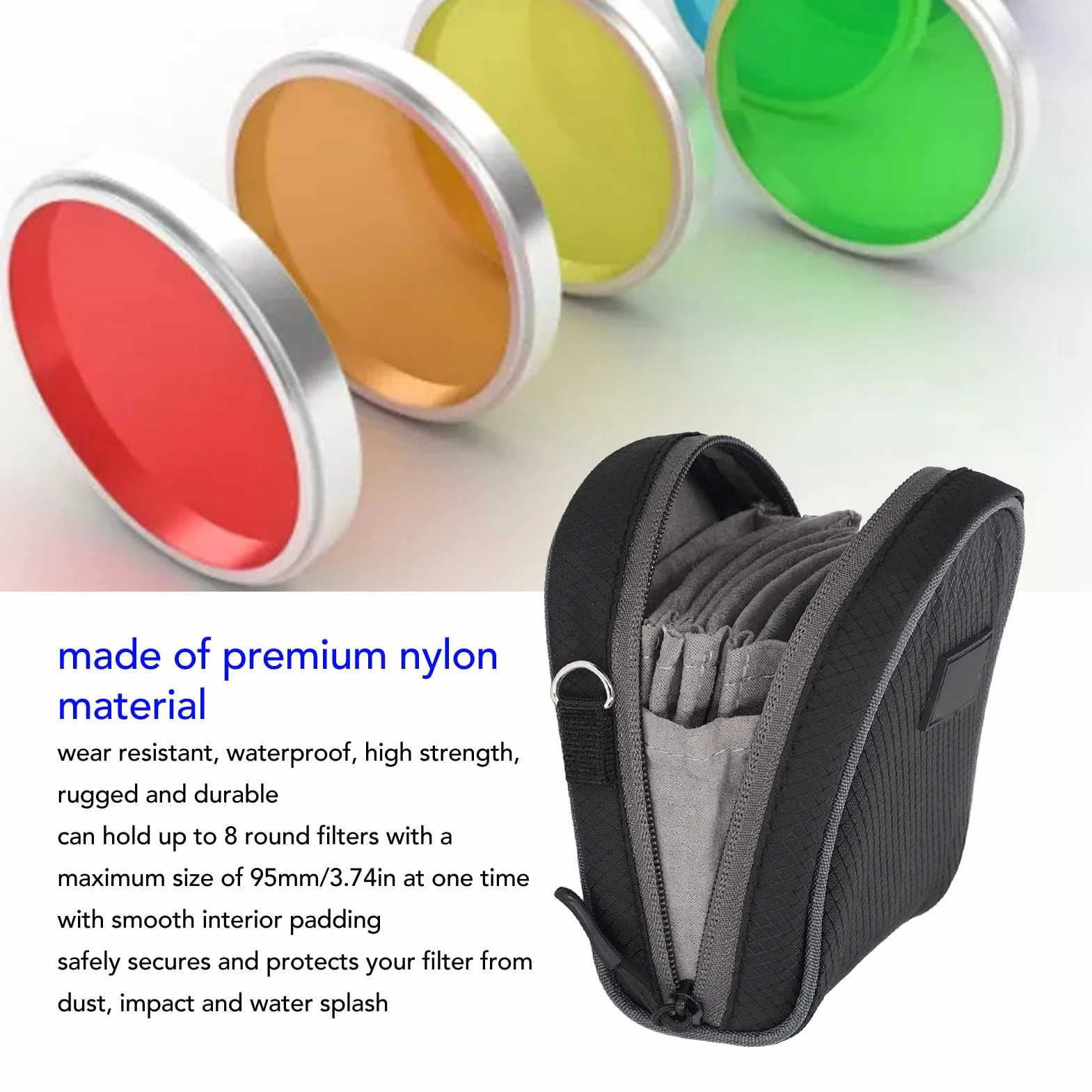 Estuche para Filtro de Lente de Cámara, Estuche para Filtro de Lente 8 Bolsillos Cartera de Almacenamiento de Filtro de Lente de Cámara para Filtro de hasta 95 Mm