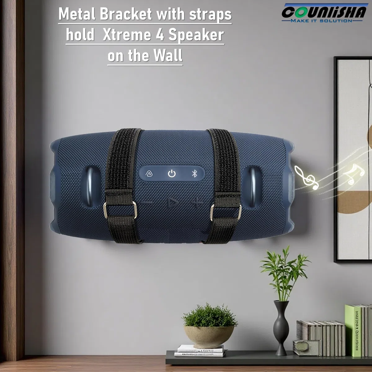 Soporte de pared de metal compatible con altavoz portátil JBL Xtreme 4 para motos de agua, motos de nieve, barco, PWC, soporte de pared seguro con correa ajustable para jbl xtreme 3/xtreme 2 para