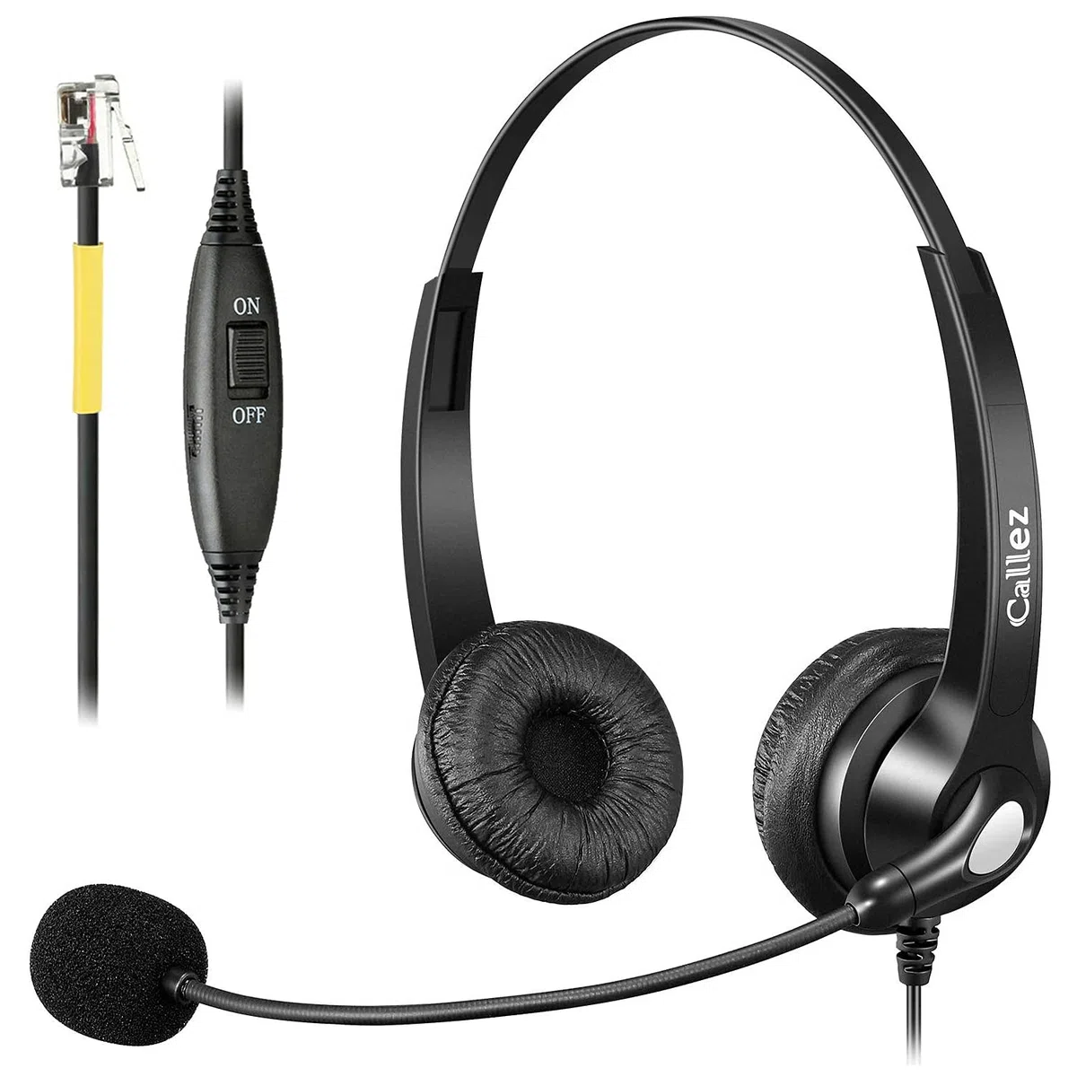 Auriculares Teléfono Fijo RJ9, Micrófono con Cancelación de Ruido, Cascos Binaurales para Grandstream GXP2130 2135 2160 1620 1630 Yealink SIP-T41P T21P T23G T40 Snom D725 Avaya Oficina Call Center