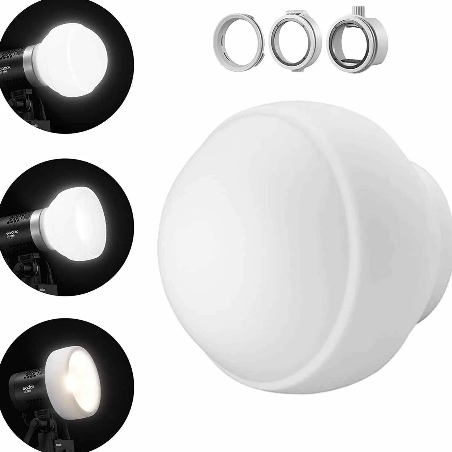 GODOX ML-CD15 Kit de Difusión con 3 Adaptadores Compatibles para ML30 ML30Bi ML60 ML60Bi V1 V860III V1C V1N V1S V1O V1P TT685S AD300Pro AD400Pro