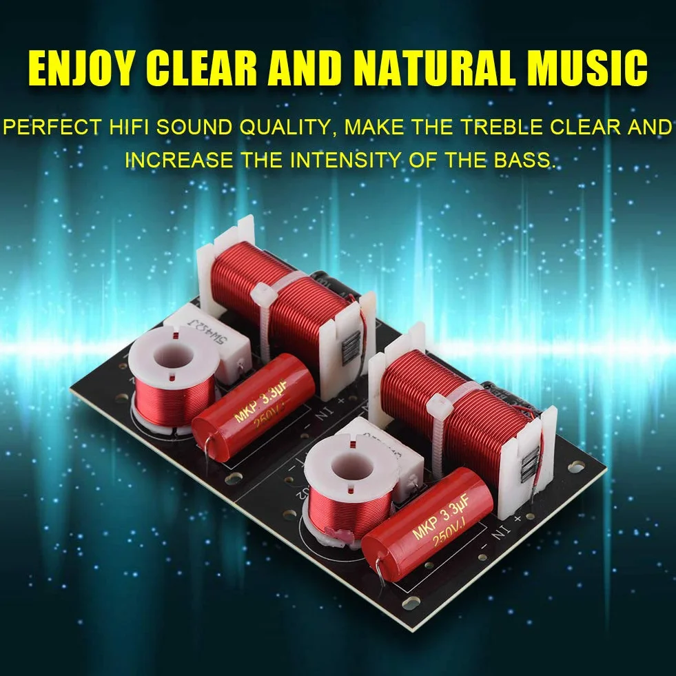 Socobeta Divisor de frecuencia de 2 Piezas 2 vías 2 Unidades Hi-Fi Audio Filtro Cruzado de Audio Altavoz Distribuidor de frecuencia Módulo de Bricolaje