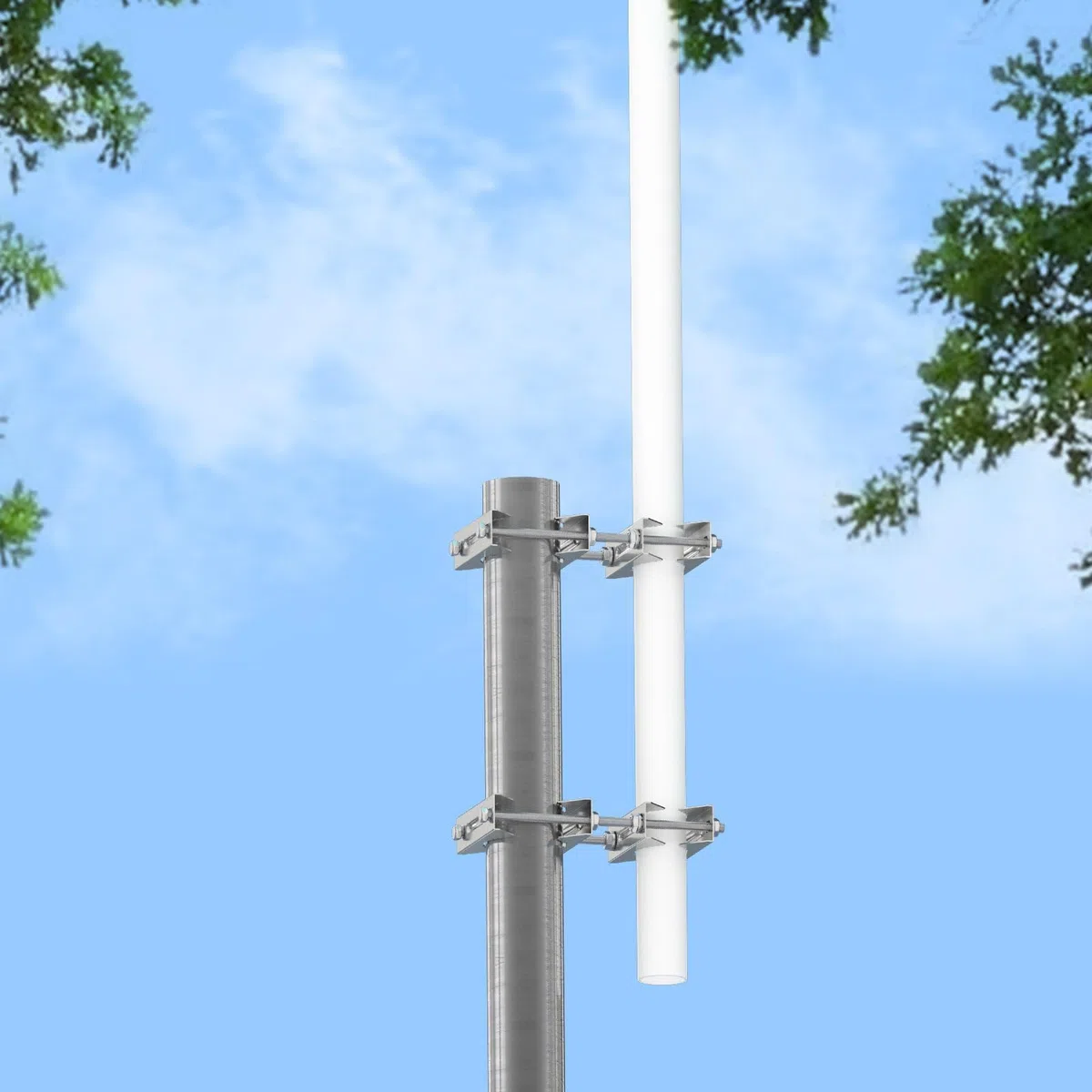 Bingfu 2-Pack Doble Antena Mástil Abrazadera Antióxido de alta Resistencia de Polo a Polo de Montaje Kit de Soporte para 25-50 mm de Siámetro al Aire Libre LoRa WiFi 4G LTE Ham Radio TV CB Antena Pole