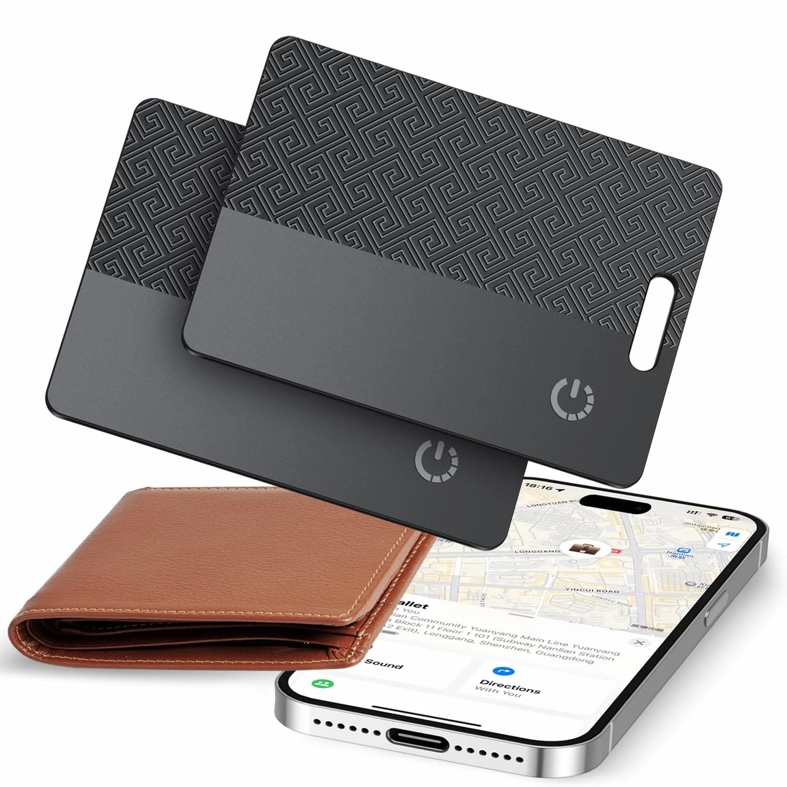 Wallet Tracker Card 2 Pack(Solo iOS): Compatible con Apple Find My, Tarjeta de Rastreo Inteligente, Buscador de Carteras, 0,07 Pulgadas de Grosor, Resistencia al Agua IP68, Carga Inalámbrica