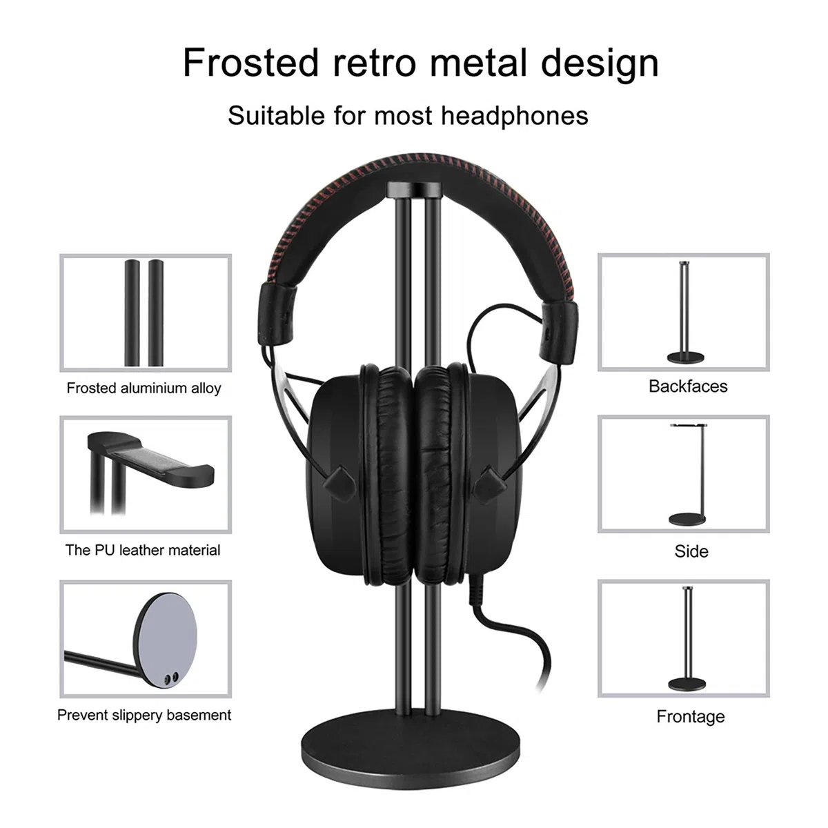 Geekria Soporte de Aluminio para Auriculares para Juegos, Soporte para Monitor de Escritorio con Base sólida Resistente, Compatible con Bose/Sony/Sennheiser/JBL (Negro)…