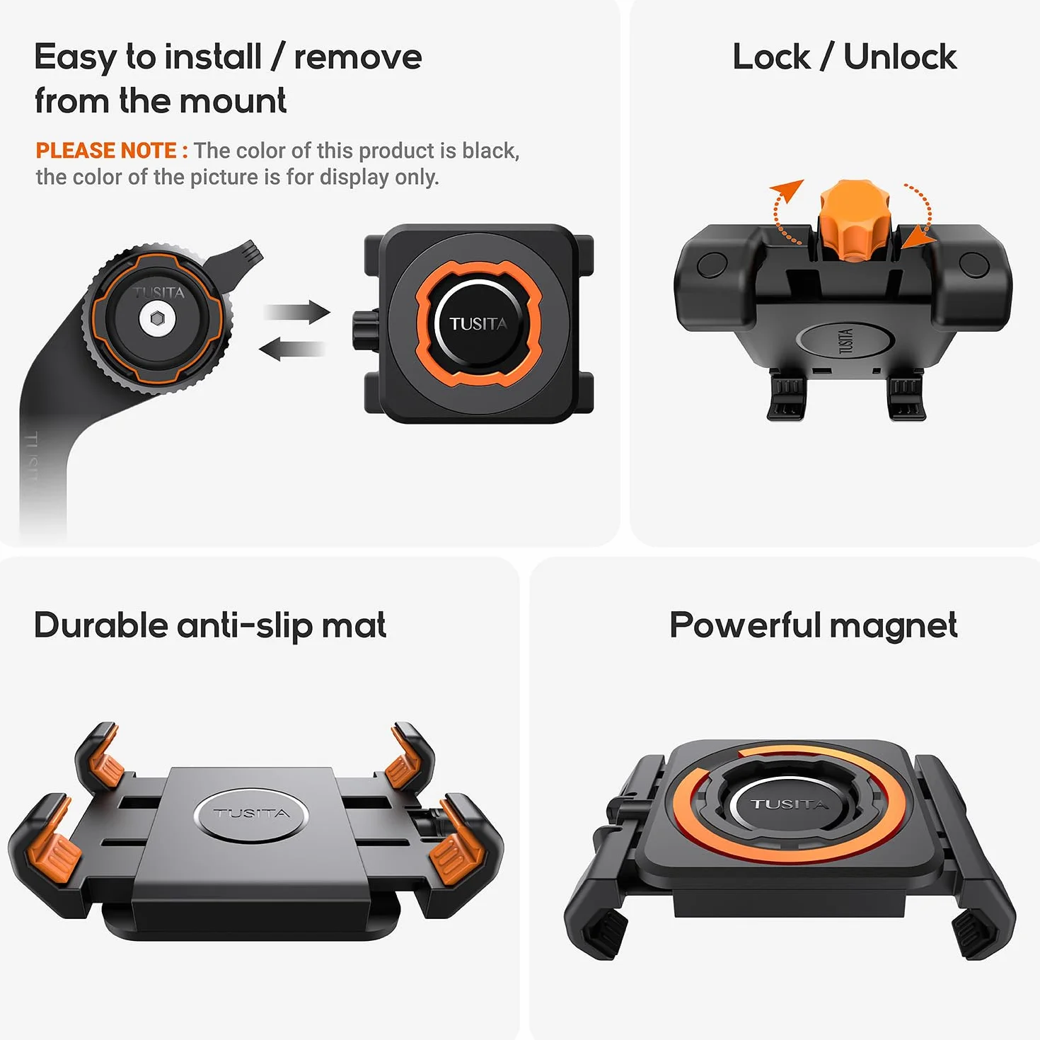 TUSITA Lock Soporte para Teléfono - Universal Adaptador Abrazadera Compatible con Quad Lock Soporte