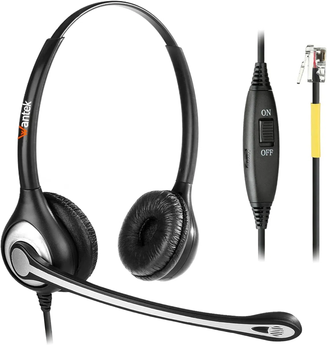 Wantek - Auriculares de teléfono RJ9 compatibles con Yealink T19P, T21P, T23G, T41S, T42S, T46S, Avaya 1608, 9608, 9611G, Grandstream GXP1620, 1630, Snom, Panasonic