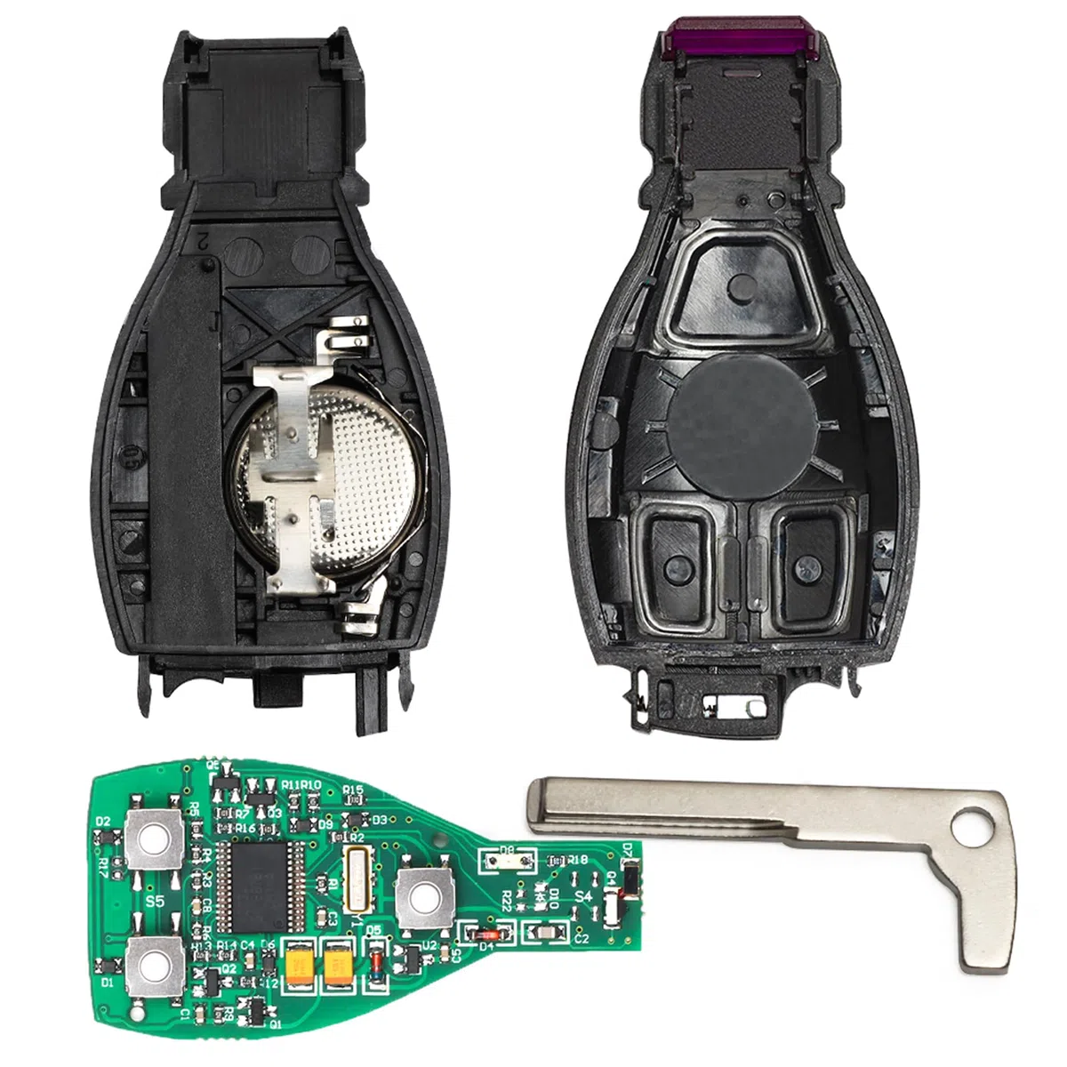 Heart Horse 3 botón Llave de Coche remota, Funda Llave Remoto para Mercedes, Remoto Carcasa Llave para B-en-z A B C E CLK SLK ML Class Mercedes W203 W210 W211 con 433Mhz BGA Chip NEC Blad