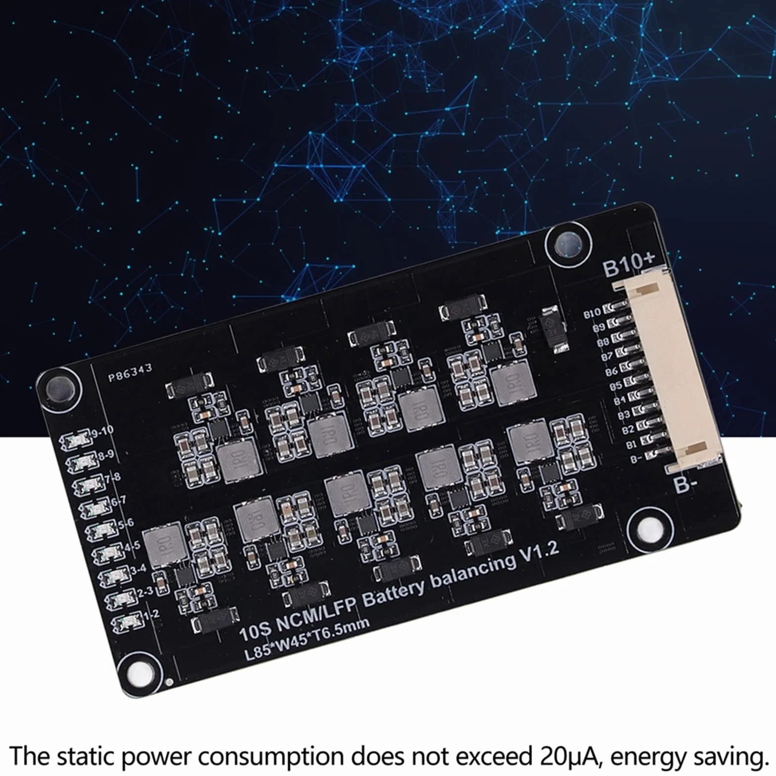 Ecualizador Activo de Batería, 10S 1.2A Ecualizador Activo de Batería Ecualizador Adyacente Automático Equilibrador de Batería Inductivo MOS