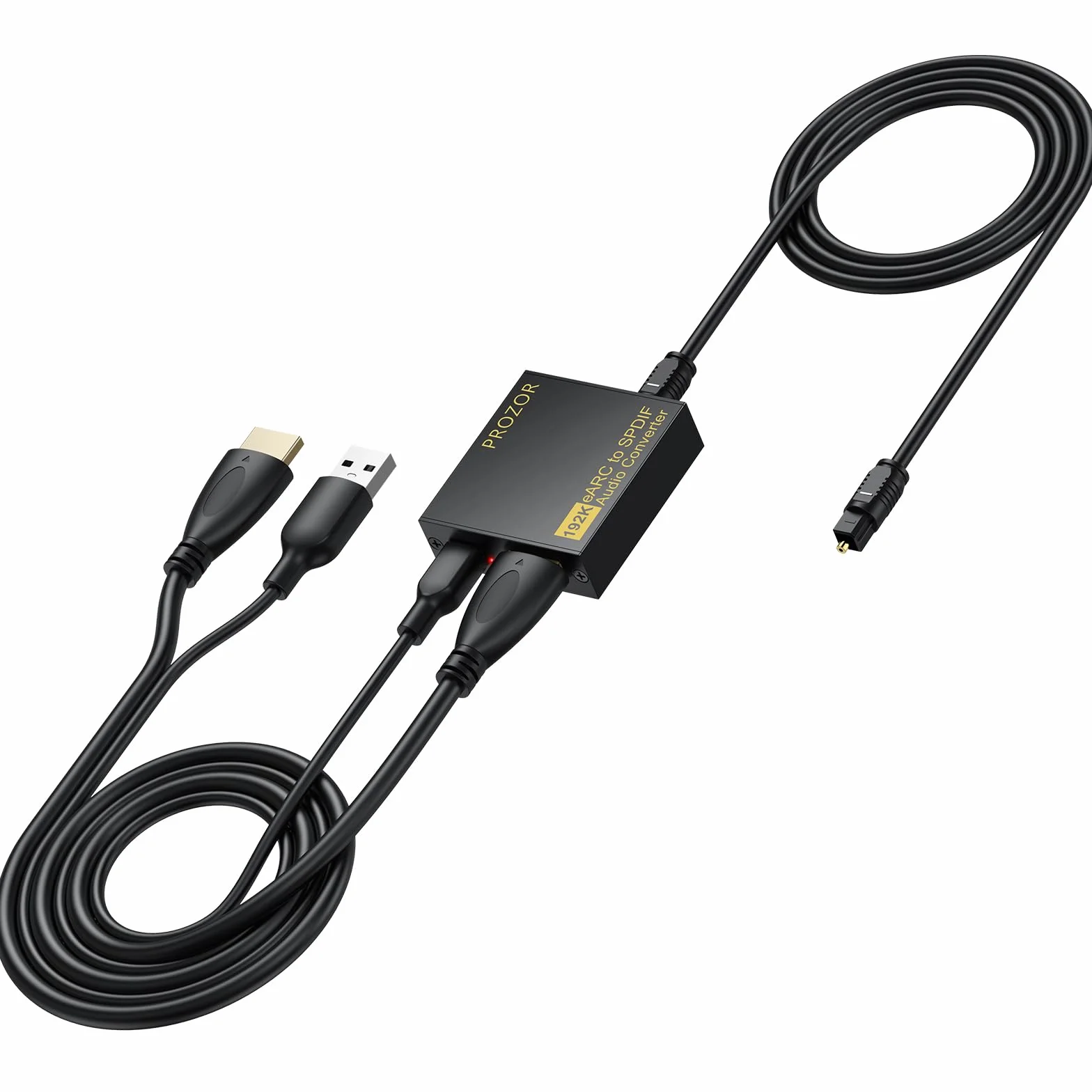 PROZOR Extractor de Audio HDMI eARC ARC Convertidor HDMI a Óptico Toslink 192KHz 24bit Adaptador ARC a Óptico Compatible con PCM Dolby DTS 5.1 2.0 para TV Barra de Sonido Auriculares Cine en Casa