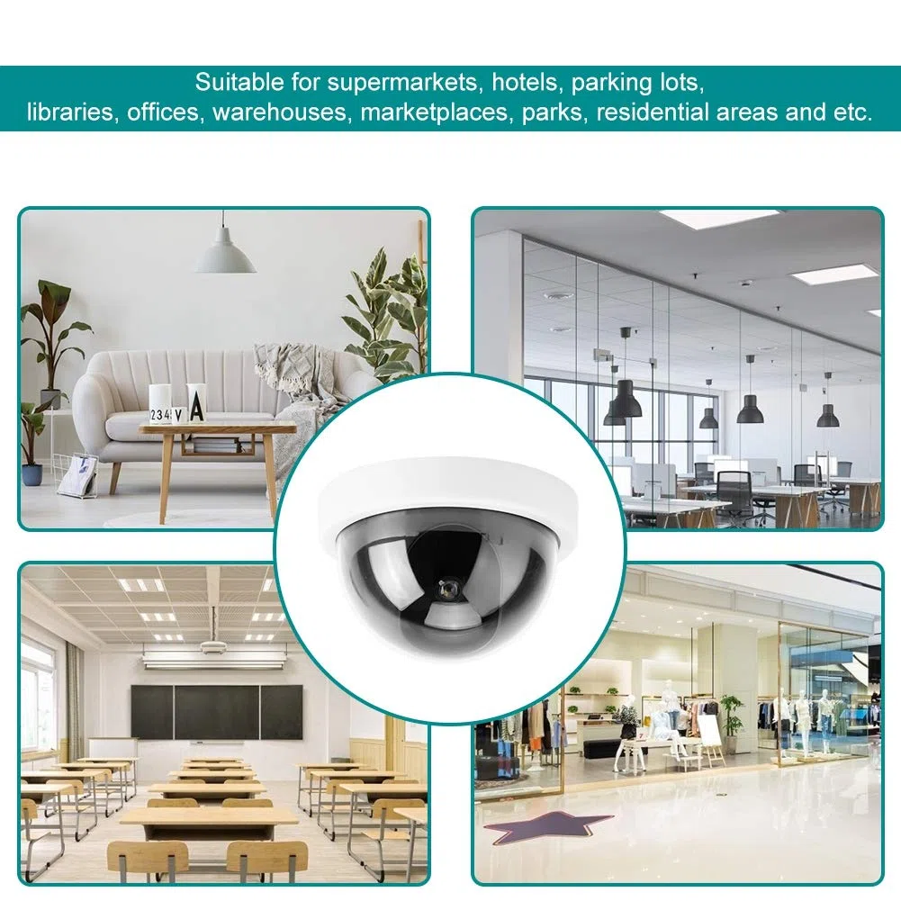 Dioche Cámara de Seguridad Falsa simulada de simulación de de 4 Piezas, cámara de vigilancia CCTV antirrobo con luz LED Intermitente(Blanco)