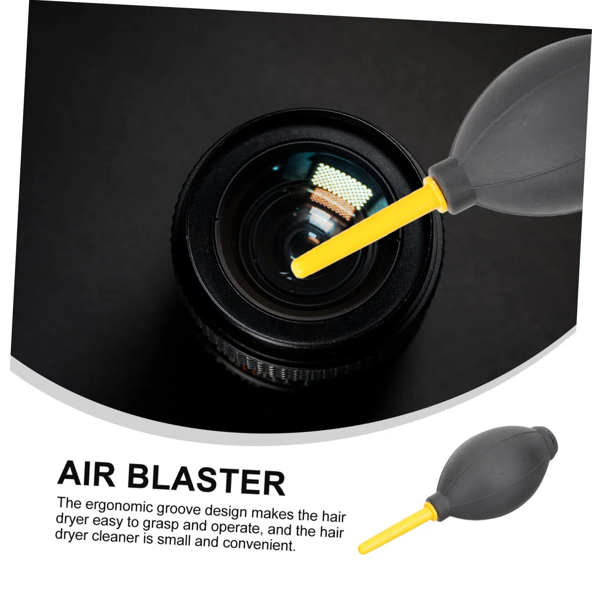 Yardenfun Soplador De Polvo y Lentes Para Limpieza De Cámaras 3 Piezas, Para Fotógrafos Profesionales, Diseño Compacto, Aire Comprimido Rápido, Uso En Cámaras y Equipos Electrónicos, Color Negro