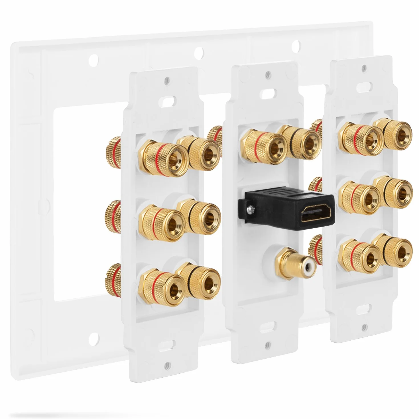 Fosmon HD8006 3-Gang 7.1 Surround Distribution Home Theater - Encuadernación de Banana de Cobre Chapado en Oro 7.1 Blanco