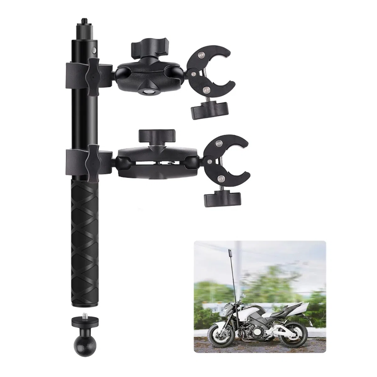 Soporte para Insta360 x4 Cámara Acción en Motocicleta, Soporte para Cámara de Bicicleta para Insta360 x4 Cámara Acción en Motocicleta con Rotación de 360 ​​Grados Palo Selfie