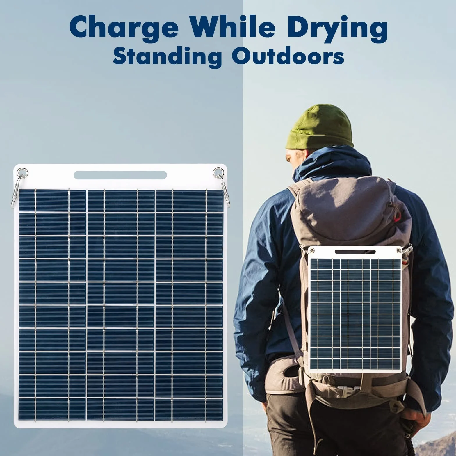 30W Panel Solar 5V Dual USB Cargador de batería Solar portátil Cargador de batería de teléfono al Aire Libre for Acampar Senderismo