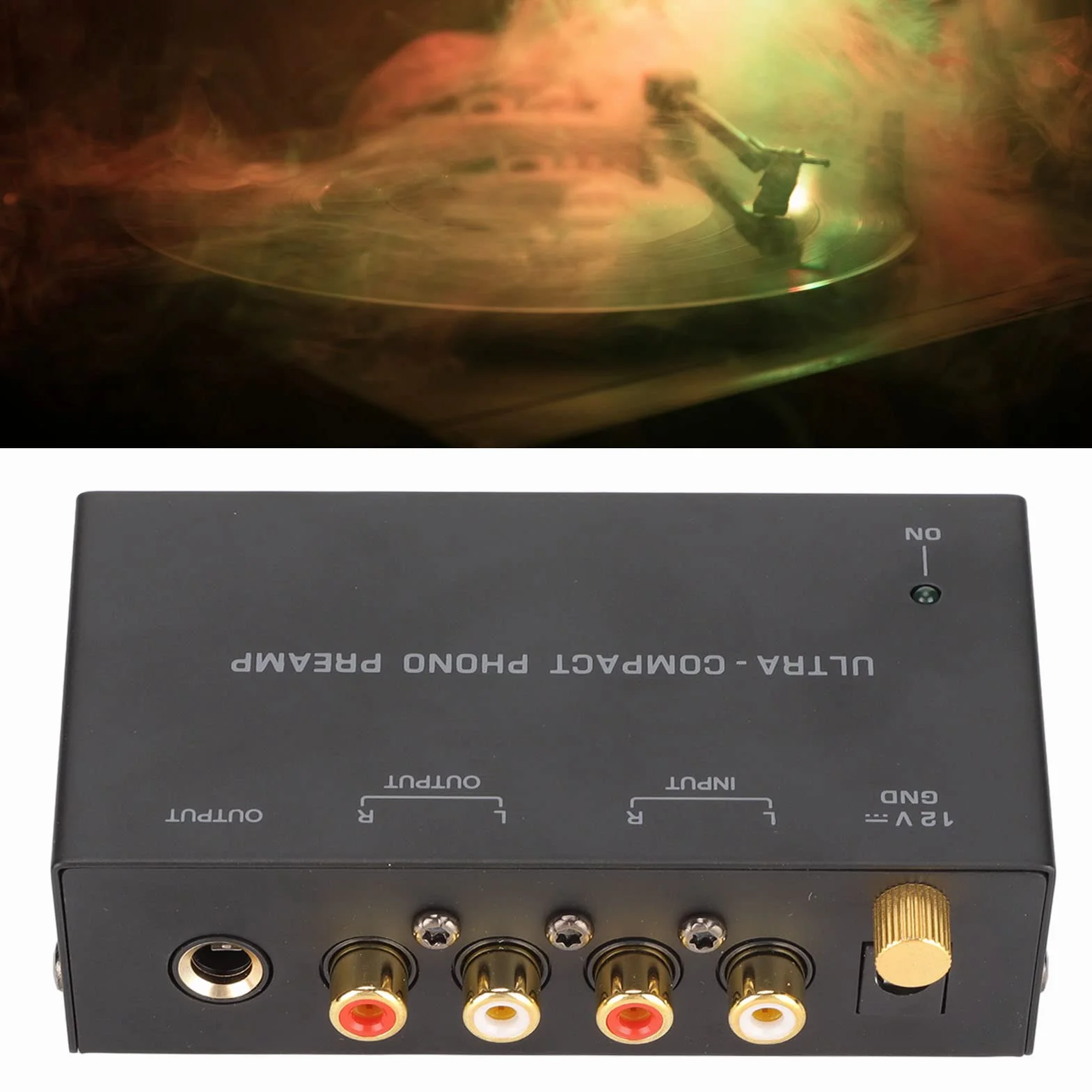 Preamplificador de Tocadiscos Phono, Amplificador de Tocadiscos PP400, Preamplificador de Fonógrafo Estéreo de Audio con Entrada RCA, Salida RCA, Control de Perilla Independiente, Adaptador de(EU)