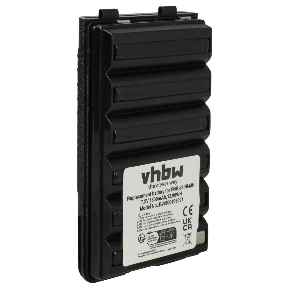 vhbw Batería Compatible con Yaesu Vertex FT-277R, FT-250R, FT-250E, FT60, FT-270R, FT-270E, FT-60 Radio (1800 mAh, 7,2 V, NiMH)