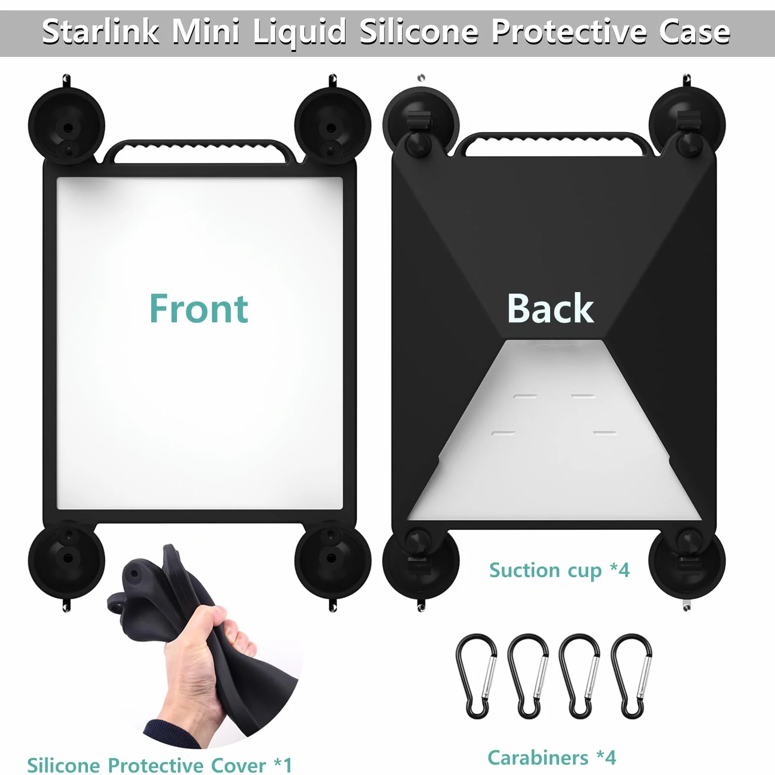 Starlink Mini ventosa con funda protectora de silicona y mosquetón, Starlink Mini soporte, Starlink MinAuto soporte para antena de dish, ventana de coche y toldos