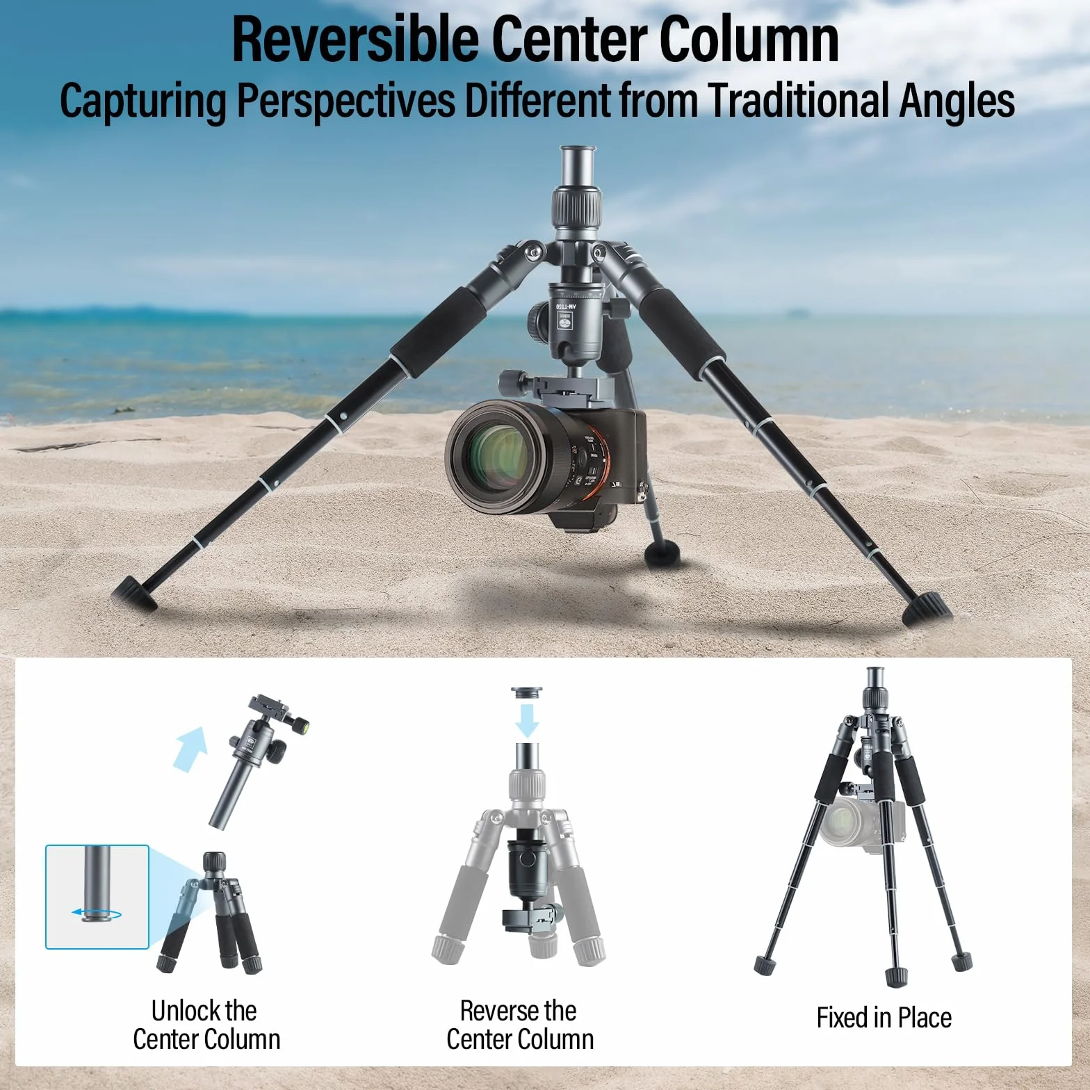 SIRUI Mini Trípode para Cámara con Rótula de Bola de 360 ° Aleación de Aluminio 20"/ 50cm, Soporte de Trípode de Mesa para DSLR, Cámara, Teléfono, Cargado hasta 22libras - AM-TT50