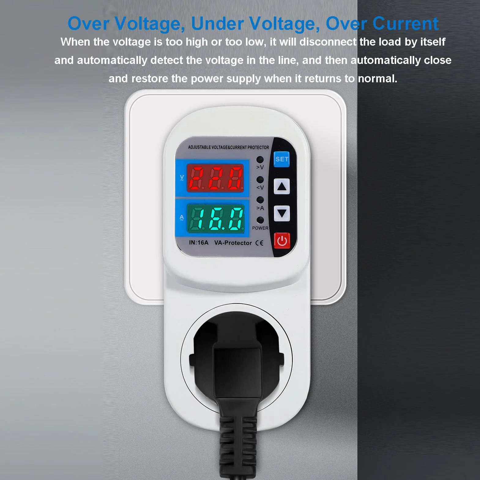 Protector Voltaje Ajustable LCD | Relé 16A Persianas Seguridad Nevera Aire TV Electrodomésticos