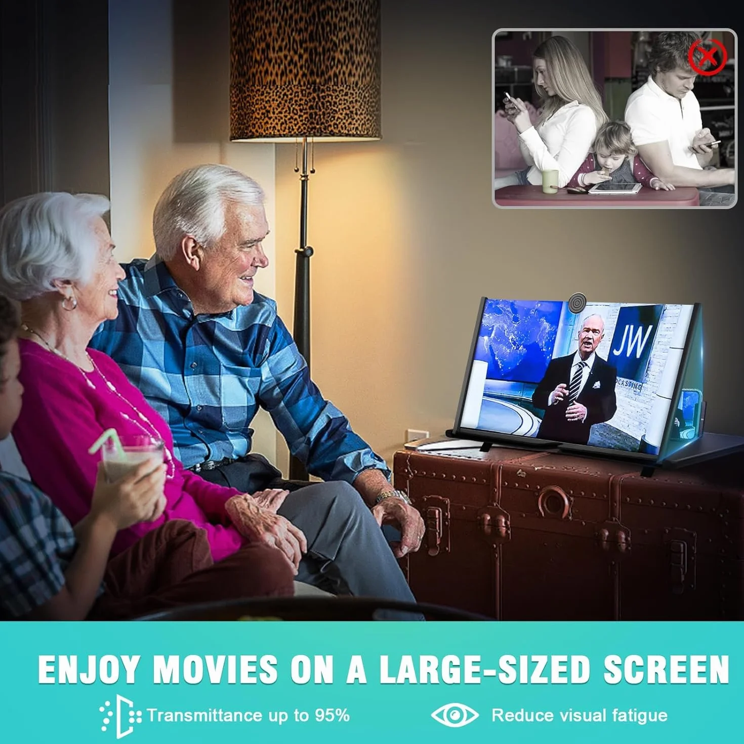 Amplificador de Pantalla para Movil, 16 Pulgadas HD Lupa para Móvil, 3D Pantalla Aumento movil para Ver Películas y Videos, Lupa Pantalla Plegable para Todos los Smartphones